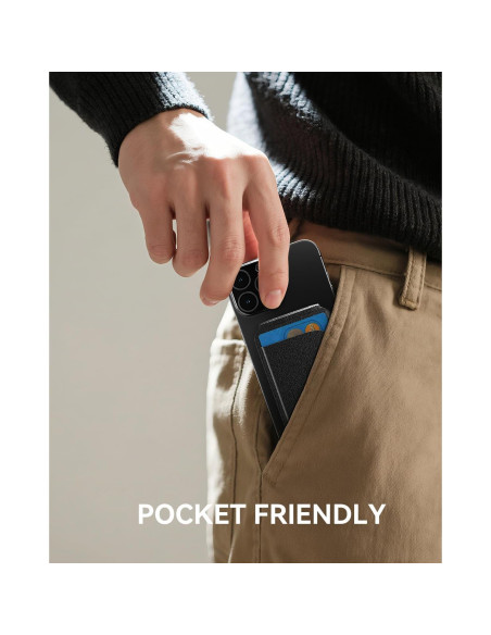 Cartera Magnética para iPhone 17/16/15/14/13/12 Pro Max - Cuero Vegano Negro con Bloqueo RFID