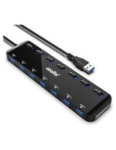 Hub USB 3.0 atolla de 7 Puertos con Interruptores y LEDs