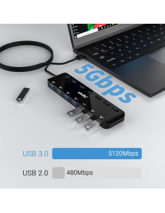 Hub USB 3.0 atolla de 7 Puertos con Interruptores y LEDs 2