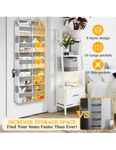 Organizador Sobre la Puerta Ofiray-home 5 Niveles 36.3 kg Gris Claro 2