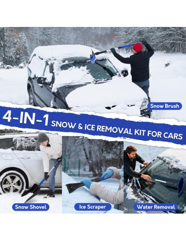 Cepillo de Nieve y Raspador TONDA 4 en 1 Extensible Azul