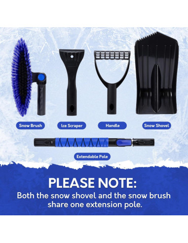 Cepillo de Nieve y Raspador TONDA 4 en 1 Extensible Azul