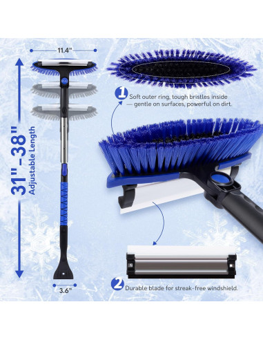 Cepillo de Nieve y Raspador TONDA 4 en 1 Extensible Azul