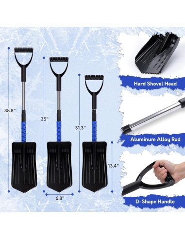 Cepillo de Nieve y Raspador TONDA 4 en 1 Extensible Azul