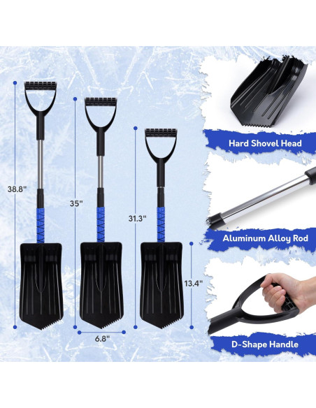 Cepillo de Nieve y Raspador TONDA 4 en 1 Extensible Azul