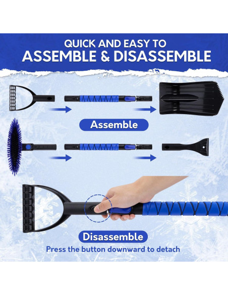 Cepillo de Nieve y Raspador TONDA 4 en 1 Extensible Azul