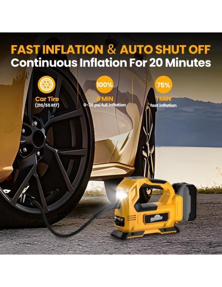 Compresor de Aire Inalámbrico GUNOZE 20V 150PSI Portátil