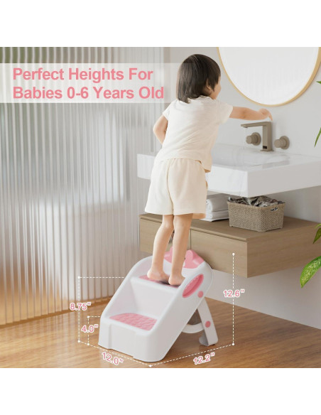 Escalera Plegable para Niños ROUTTOON Rosa Antideslizante