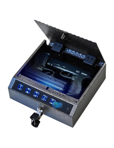 Caja Fuerte Biométrica PEILUX para 2 Pistolas, USB-C, Portátil