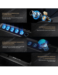 Caja Fuerte Biométrica PEILUX para 2 Pistolas, USB-C, Portátil 2