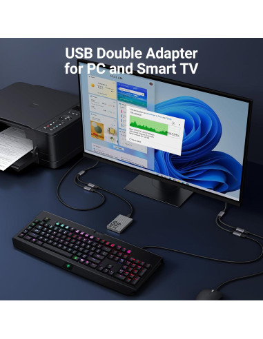 Divisor USB 1 a 2 Salidas KiWiBiRD para Carga y Datos