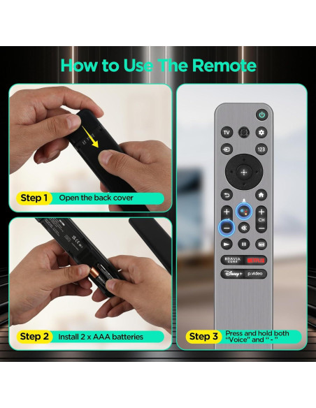 Control Remoto de Voz Piudekei RMF-TX910U para TV Sony Bravia 4K