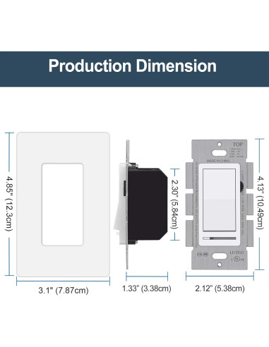 Interruptor Regulador de Luz BESTTEN Moderno 3 Vías LED CFL