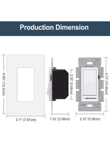 Interruptor Regulador de Luz BESTTEN Moderno 3 Vías LED CFL