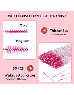 Cepillos de Pestañas Desechables CORCONESS 50 Pcs Rosa 2