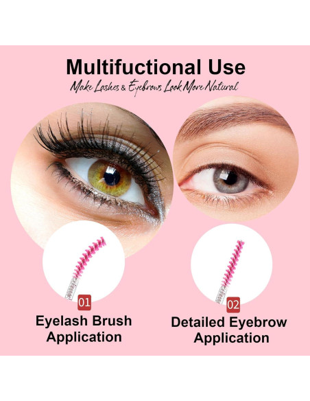 Cepillos de Pestañas Desechables CORCONESS 50 Pcs Rosa