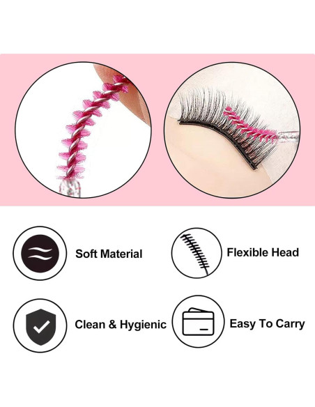 Cepillos de Pestañas Desechables CORCONESS 50 Pcs Rosa