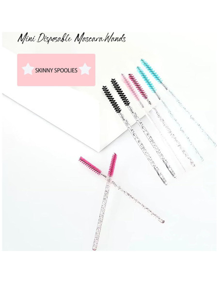 Cepillos de Pestañas Desechables CORCONESS 50 Pcs Rosa