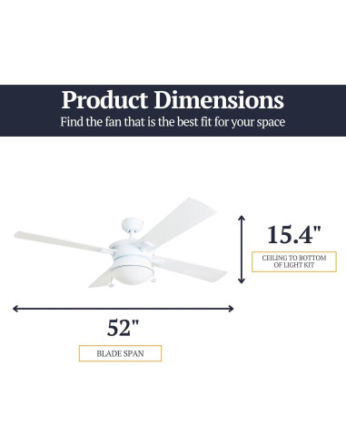 Ventilador de Techo Prominence Home Auletta 132 cm Blanco LED
