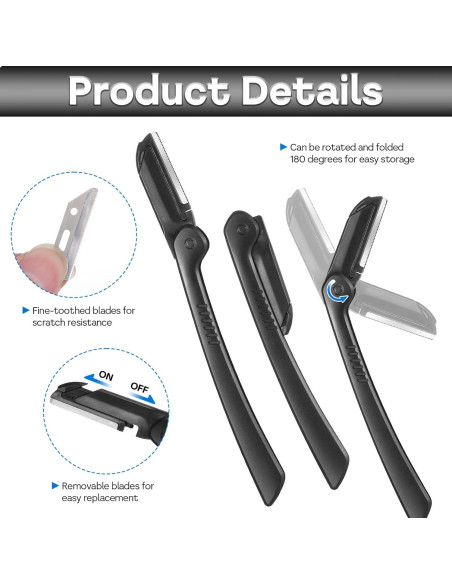 Paquete de 10 Navajas de Cejas Plegables Andibro - Exfoliantes