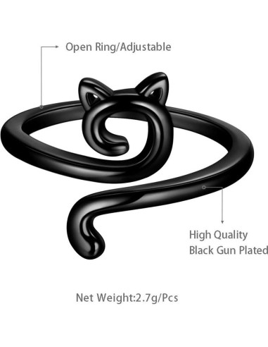 Anillo Ajustable de Gato Lindo Beautlace 18K Oro/Plata