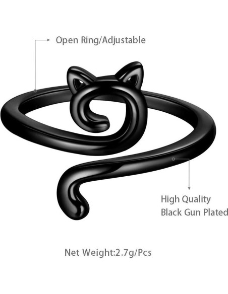 Anillo Ajustable de Gato Lindo Beautlace 18K Oro/Plata