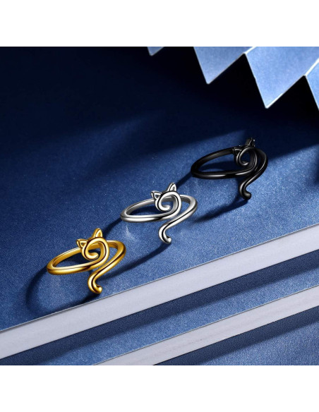 Anillo Ajustable de Gato Lindo Beautlace 18K Oro/Plata