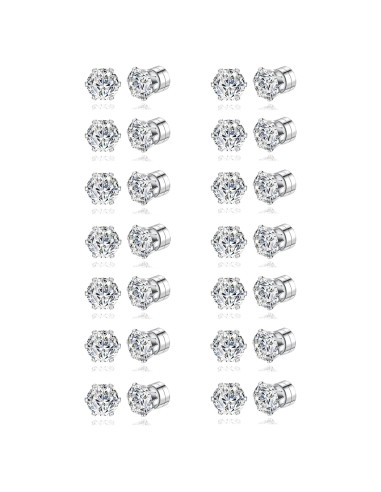 Juego de 14 Pares Pendientes Magnéticos Ofeiyaa 4MM 6MM