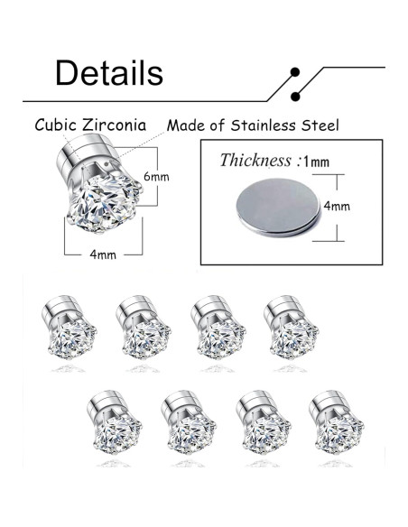 Juego de 14 Pares Pendientes Magnéticos Ofeiyaa 4MM 6MM