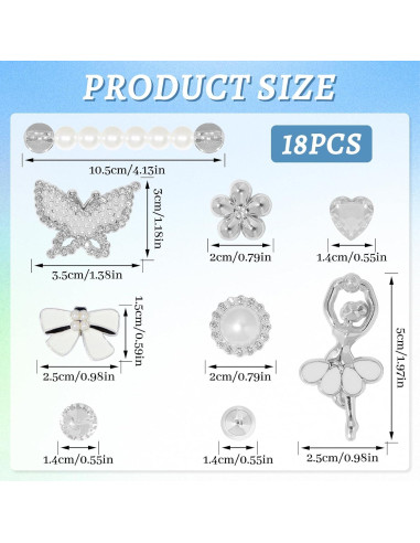 Set 18 Encantos Brillantes para Zapatos Plateados - Joyería DIY