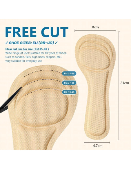 Plantillas para Tacones Altos XINIFOOT 4 Pares Ajustables