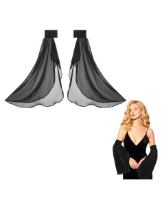 Mangas Desmontables Lusofie de Chifón Negras para Mujer 60cm
