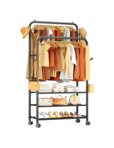 Perchero Rodante Furologee de Metal 3 Niveles Ajustable