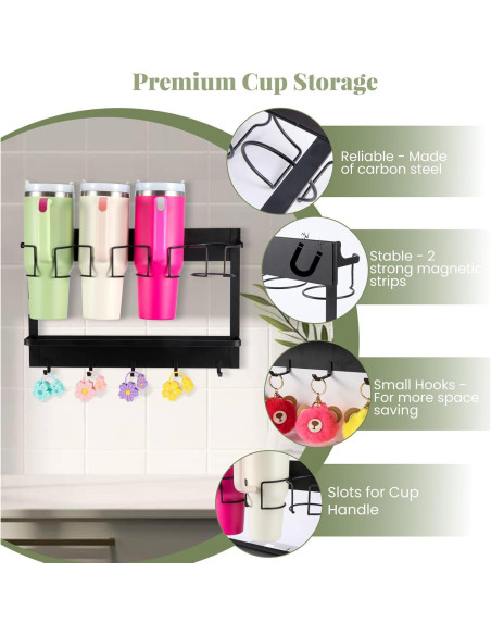 Organizador de Botellas CINPIUK Negro, Soporte Magnético 5 Ganchos