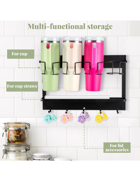 Organizador de Botellas CINPIUK Negro, Soporte Magnético 5 Ganchos