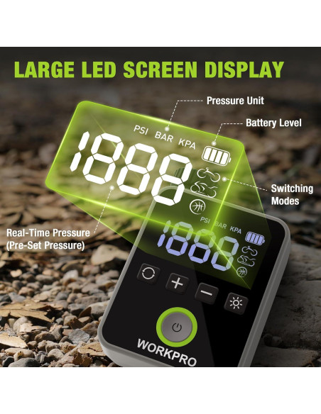 Bomba de Neumáticos Eléctrica WORKPRO Mini 140 PSI Portátil