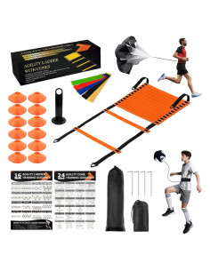 Equipo de Entrenamiento de Fútbol Ovestars - Escalera 6m, 12 Conos, Paracaídas