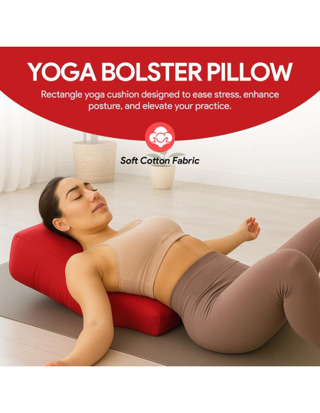 Almohada de Yoga LeelaShanti Roja 69.85x30.48x20.32 cm