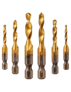 Juego de Brocas y Machos de Rosca Titanio 6 Piezas HSS 4341