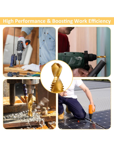 Juego de Brocas y Machos de Rosca Titanio 6 Piezas HSS 4341