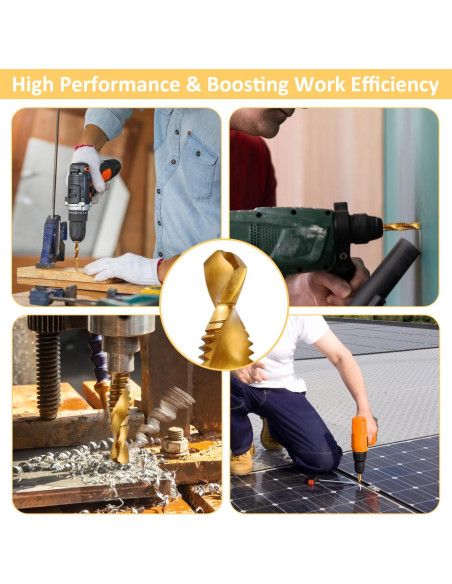 Juego de Brocas y Machos de Rosca Titanio 6 Piezas HSS 4341