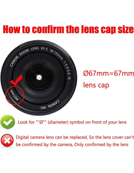 Cubierta de lente 67mm FANZR para Canon Nikon Sony - 2 Piezas