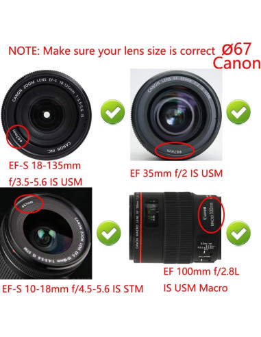 Cubierta de lente 67mm FANZR para Canon Nikon Sony - 2 Piezas