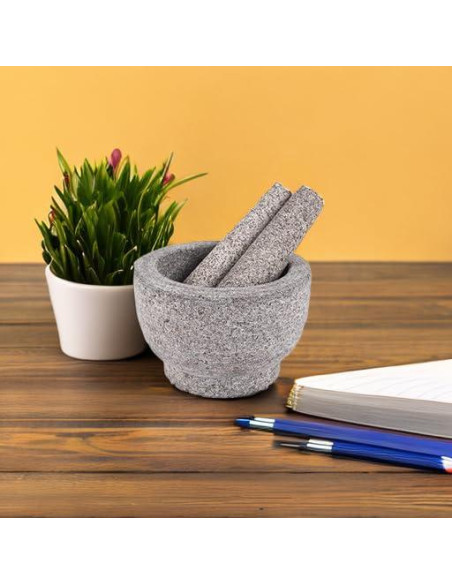 Juego de Mortero y Mano Comie, Granito Sin Pulir 15.24 cm