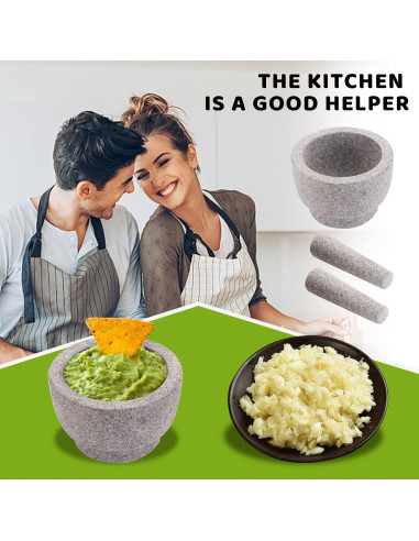 Juego de Mortero y Mano Comie, Granito Sin Pulir 15.24 cm