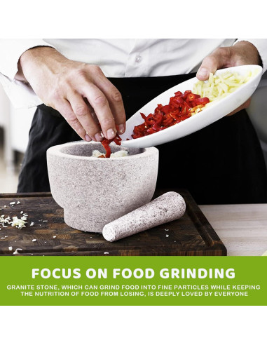 Juego de Mortero y Mano Comie, Granito Sin Pulir 15.24 cm