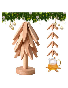 Trivetes de Madera SSFUN en Forma de Árbol - 4 Piezas