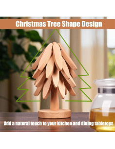 Trivetes de Madera SSFUN en Forma de Árbol - 4 Piezas 2