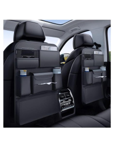 Organizador de respaldo de asiento de coche de cuero PU - 2 unidades