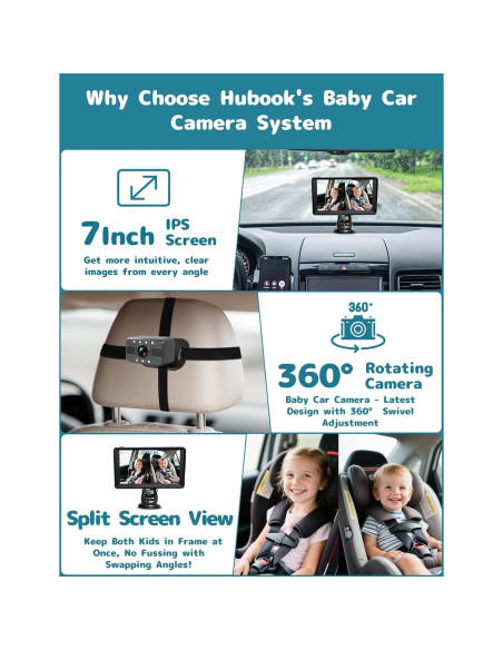 Cámara para Bebés HUBOOK con Pantalla de 7" HD y Doble Cámara